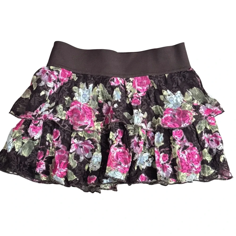 Justice Girls Skirt Skort 6 Ruffle Floral Lace Leopard Dance Play Gym Set of 2